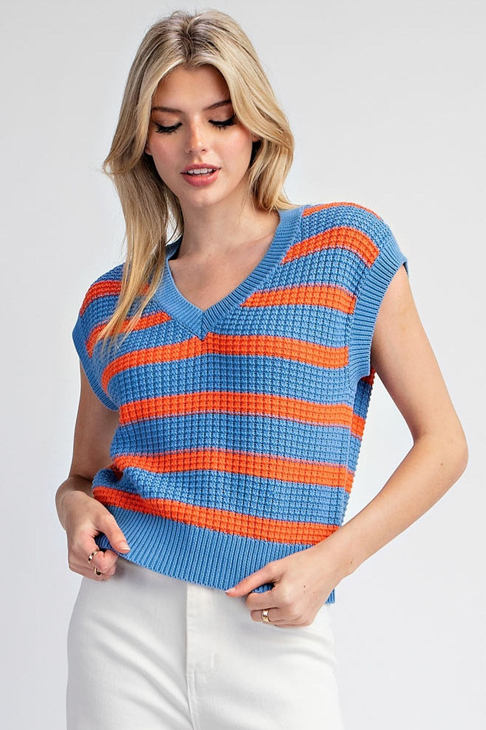 The Paige Striped Cap Sleeve Sweater