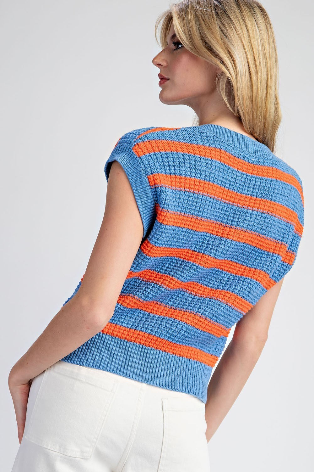 The Paige Striped Cap Sleeve Sweater