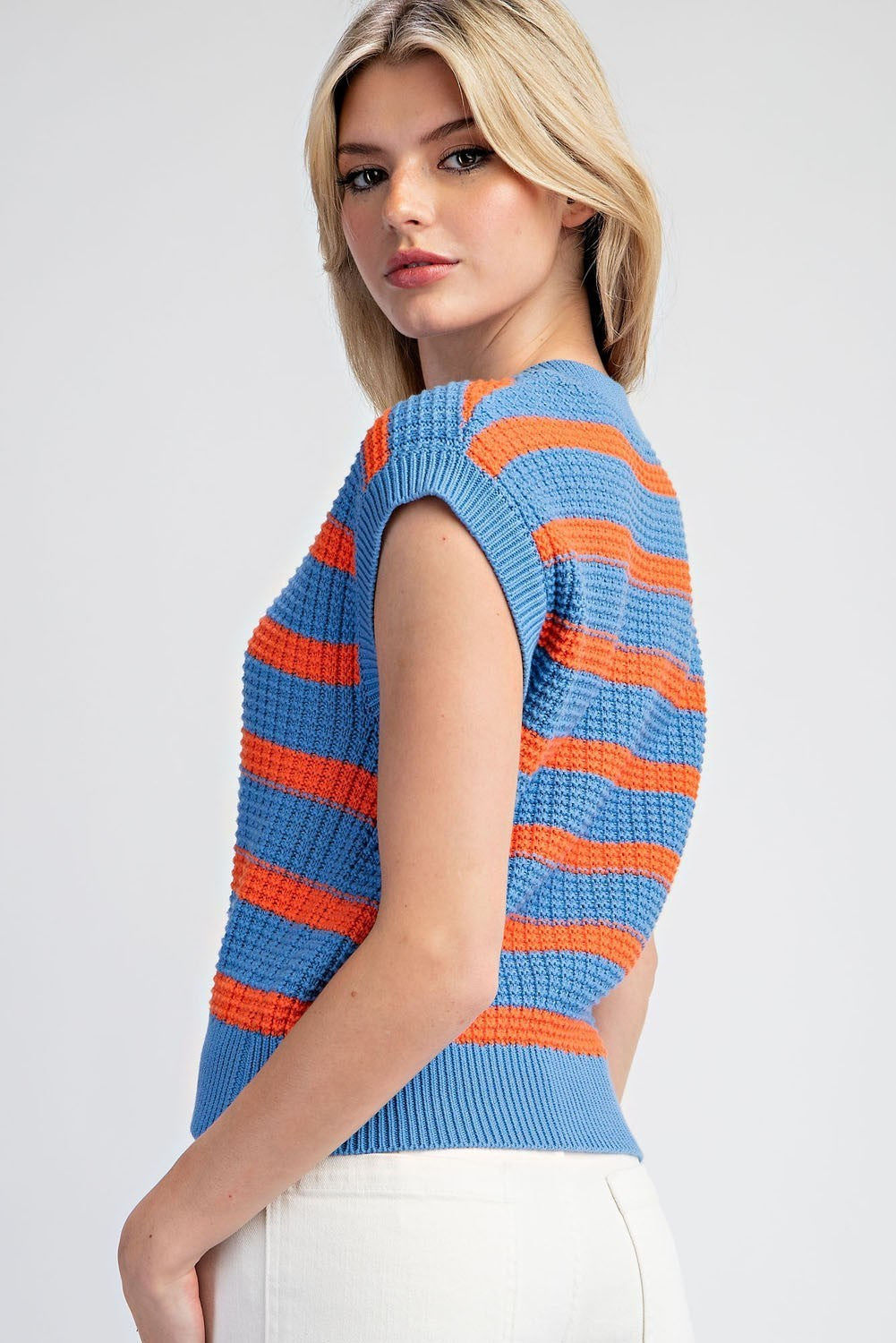 The Paige Striped Cap Sleeve Sweater