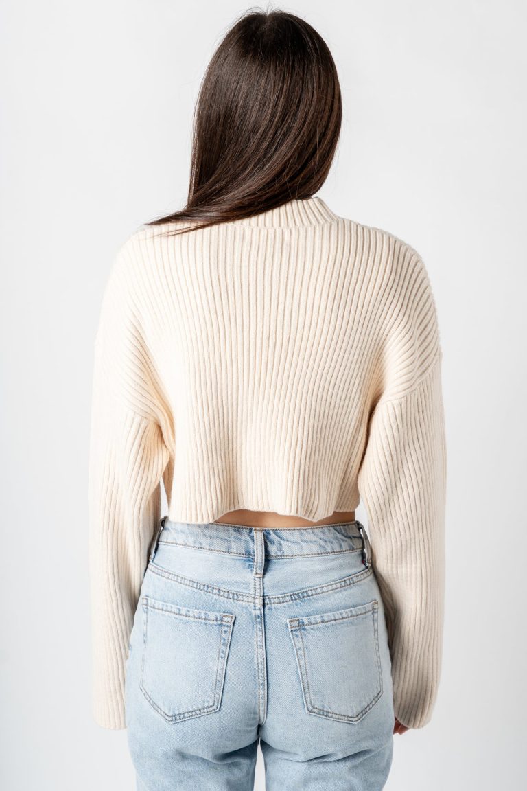 The Jeanelle Mock Neck Ribbed Cropped Sweater