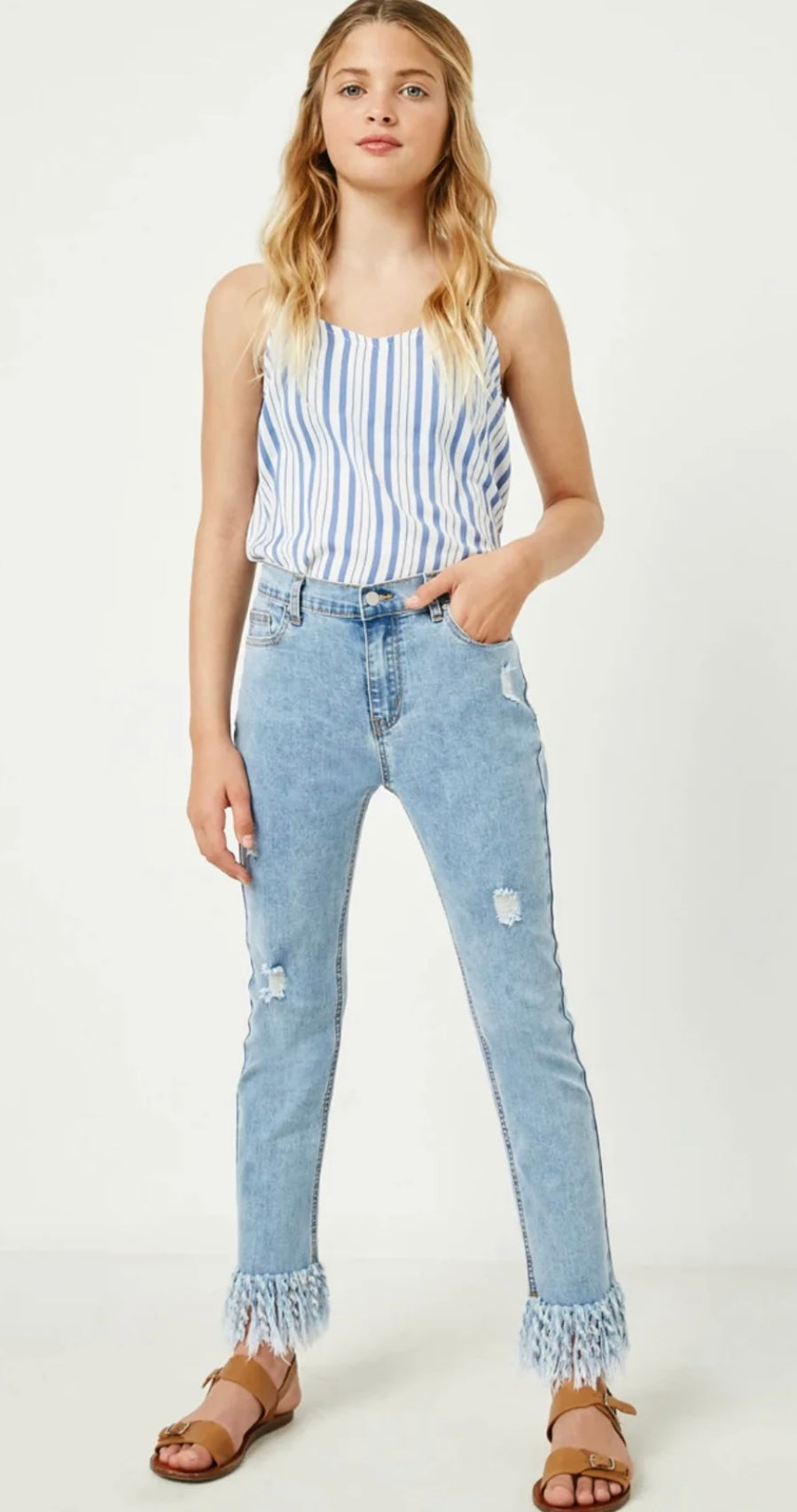 The Brie Frayed Hem Denim Pant