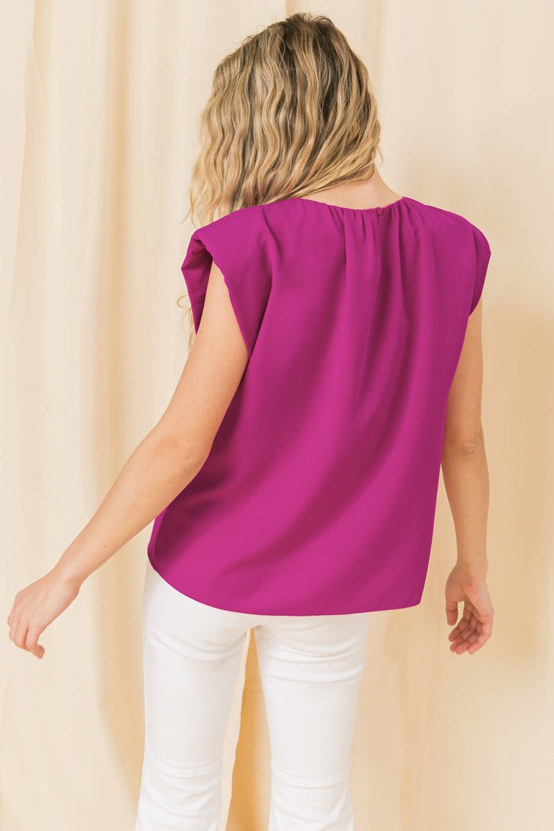 The Sophia Exaggerated Shoulder top